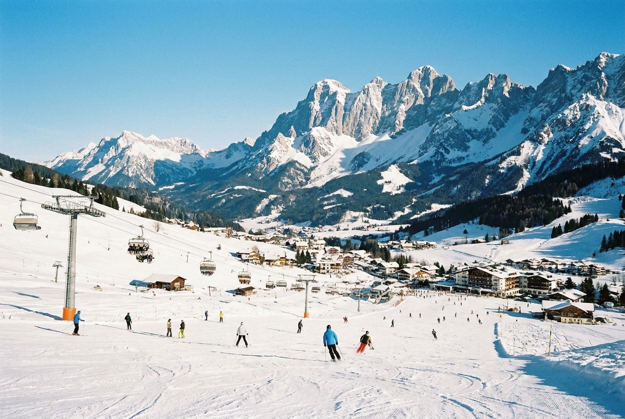 Sonnige Pisten im Skigebiet Dachstein West