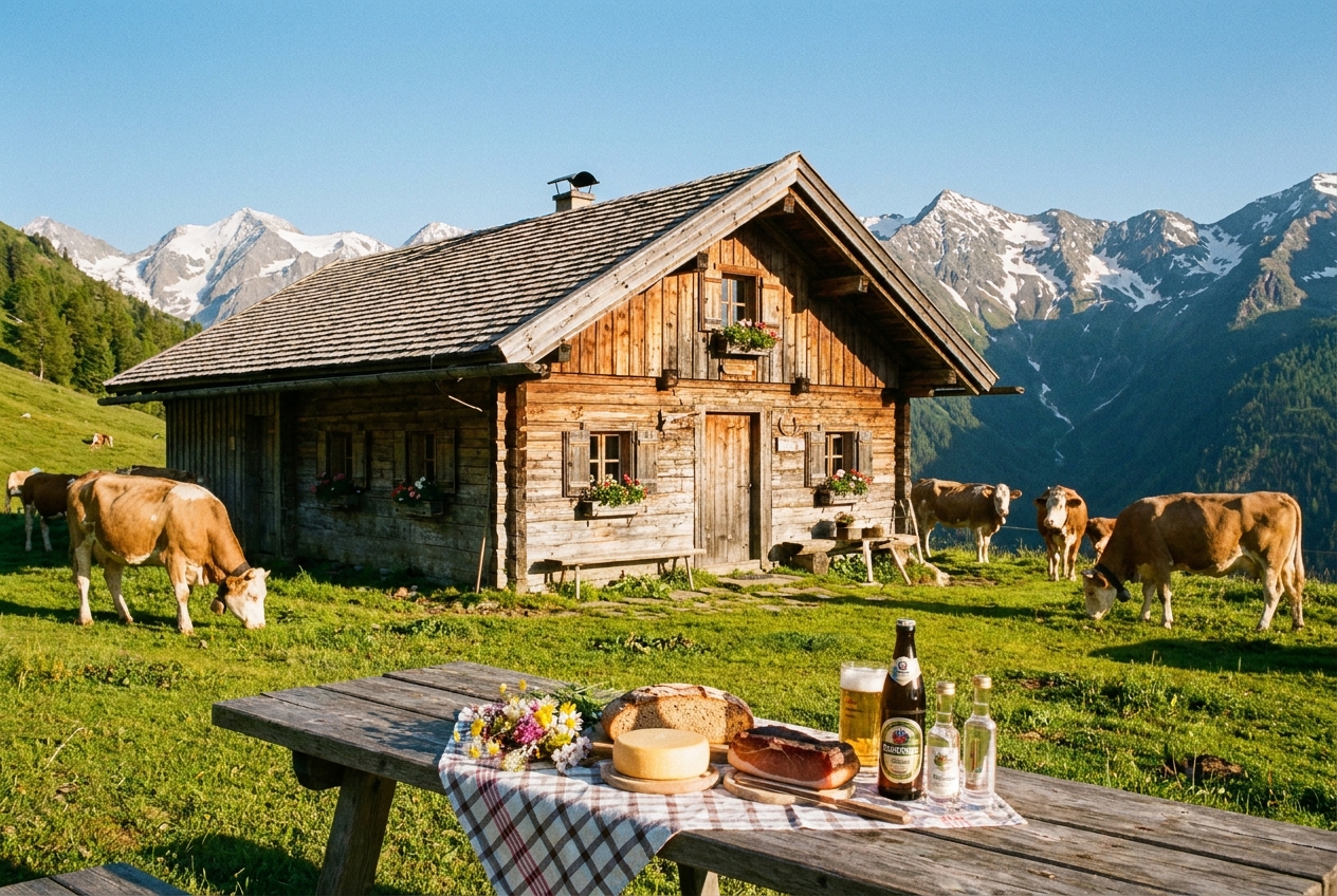 Traditionelle Almhütte mit regionaler Jause